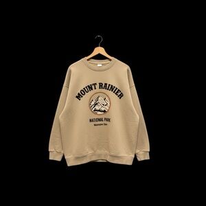 H&M Tan Crewneck Sweater with Mount Rainier Design